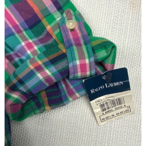 NWT RALPH LAUREN FLANNEL PEPLUM SHIRT, SIZE 6 - Picture 3 of 4